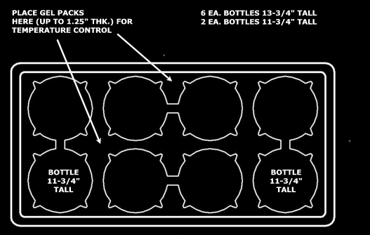 8 Pack Wine Carrier Foam Layout